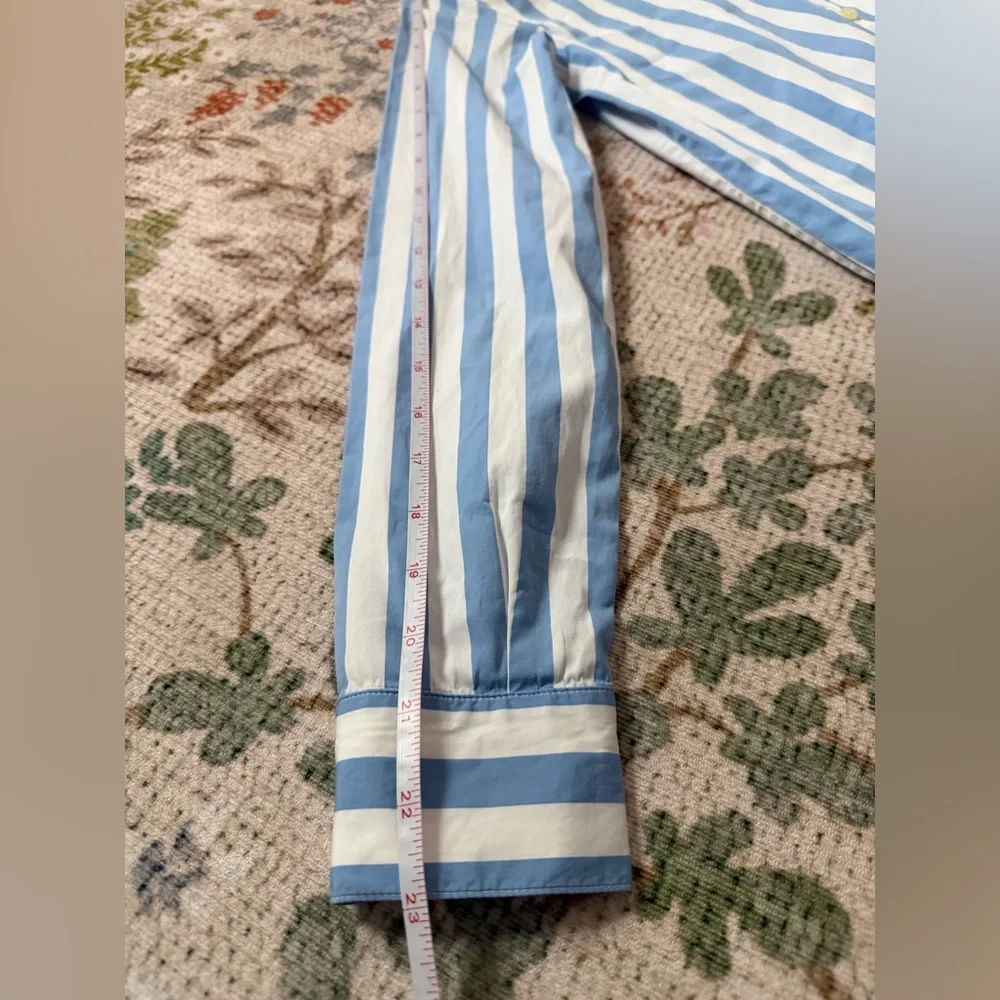 KULE The Hutton Shirt White & Blue Striped Button Down Long Sleeve Cotton, XS - Picture 9 of 11